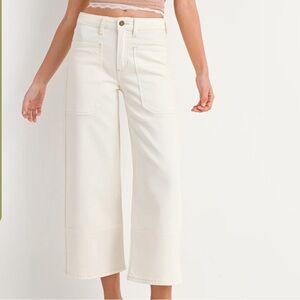 Just Black Denim White Patch Pocket Wide Leg Jeans Size 24 EUC